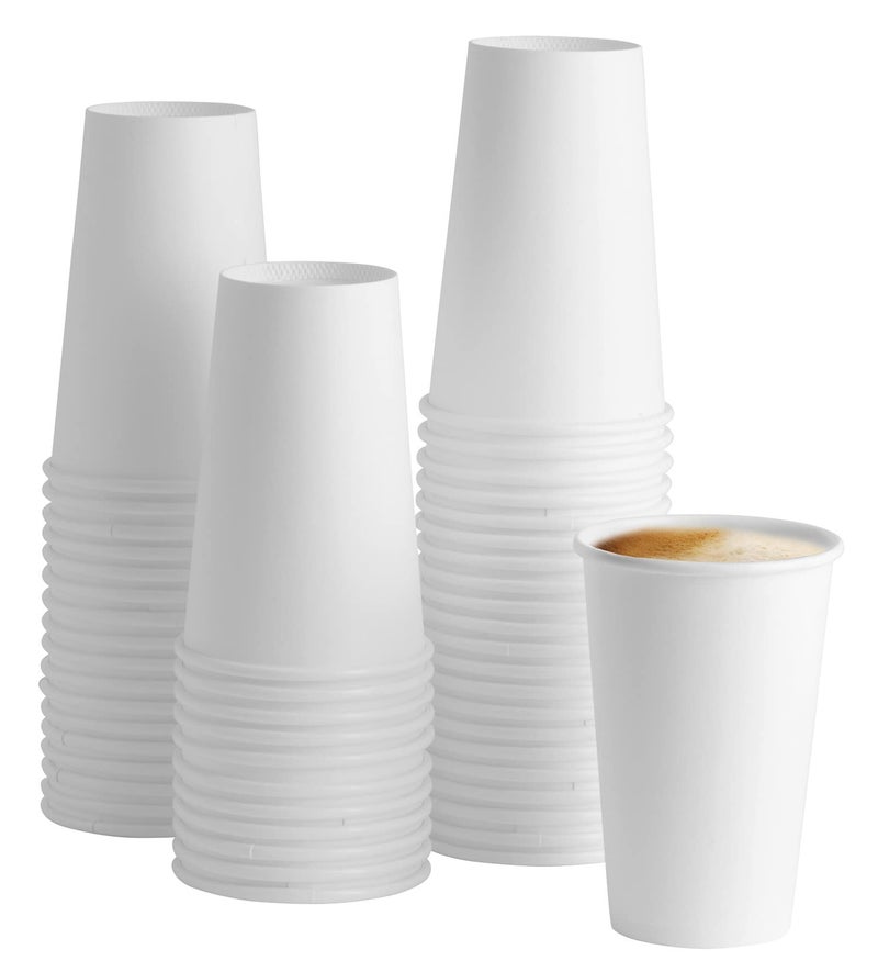 GUSTO 16 oz White Disposable Paper Cups for Hot & Cold Drinks [100 Count] Sturdy, Eco-Friendly Coffee Cups for Home, Office & Events â€“ Formerly Comfy Package - Image 1